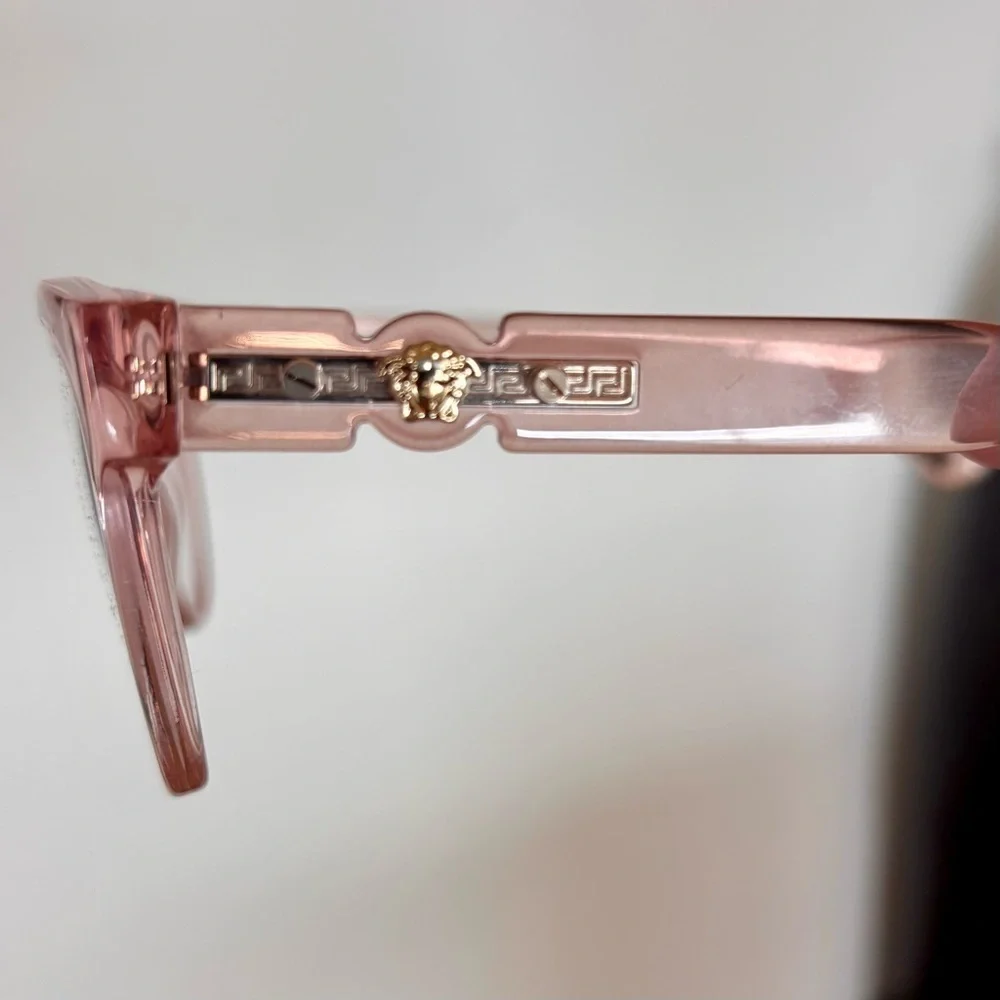 VERSACE NWT VE3304 Transparent Blush Pink Cat Eye Eyeglasses w/ Medusa Logo